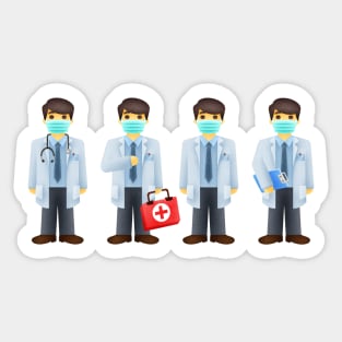 Doctors wearing medical masks Sticker